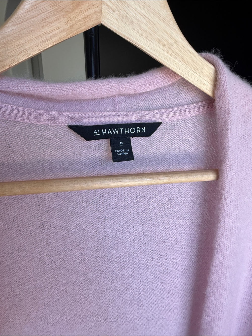 41 Hawthorn 100% Cashmere Cardigan Open Front Light Pink SZ M - Picture 3 of 9